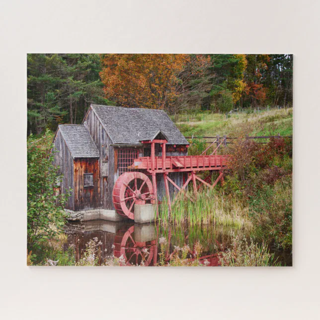 Rustic Grist Mill in Guildhall Vermont Jigsaw Puzzle Zazzle