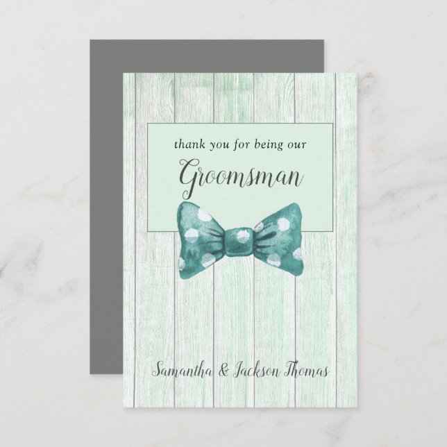 Rustic Groomsman Thank You Card (Front/Back)