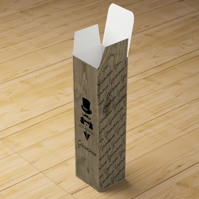 Rustic Groomsmen Wine Box (Opened)