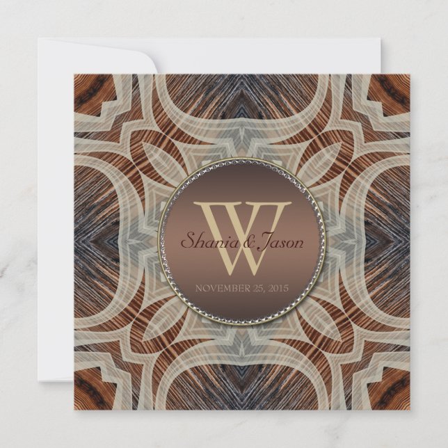 Rustic Grooves Monogram Wedding Invitation (Front)