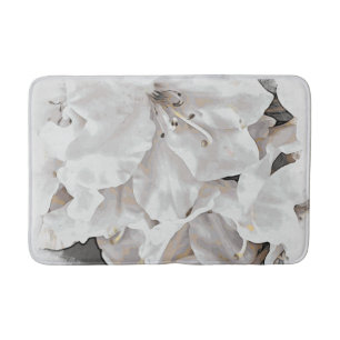 *~* Rustic Grunge Azalea Flowers White Neutral  Bath Mat