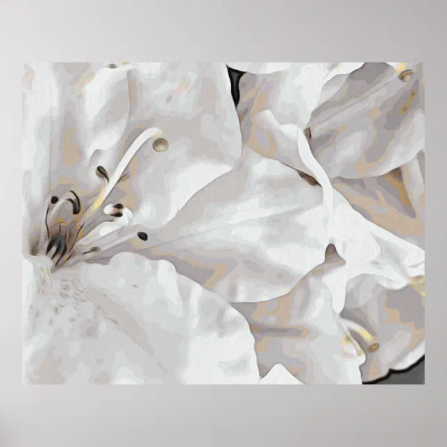 Rustic Grunge Azalea Flowers White Neutral Poster | Zazzle