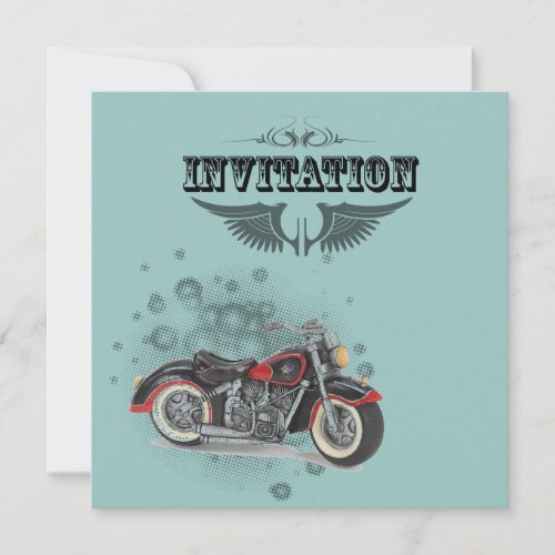 Rustic grunge Motorcyle Biker Wedding Announcement