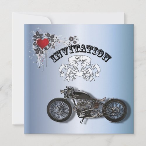 Rustic grunge Motorcyle Biker Wedding Announcement