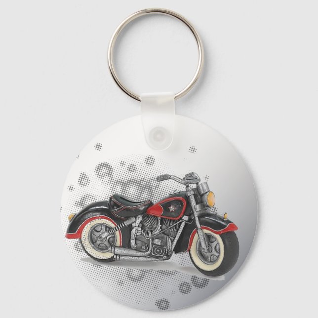 Rustic grunge Motorcyle Biker Wedding Keychain (Front)