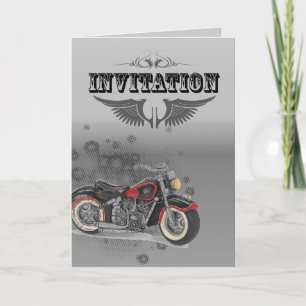 Rustic grunge Motorcyle Biker Wedding Letterpress Thank You Card
