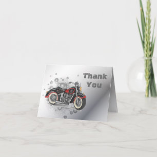 Rustic grunge Motorcyle Biker Wedding Letterpress Thank You Card
