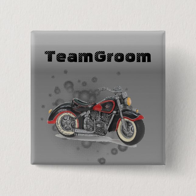 Rustic grunge Motorcyle Biker Wedding Pinback Button (Front)