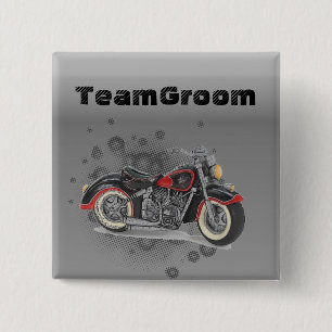 Rustic grunge Motorcyle Biker Wedding Pinback Button