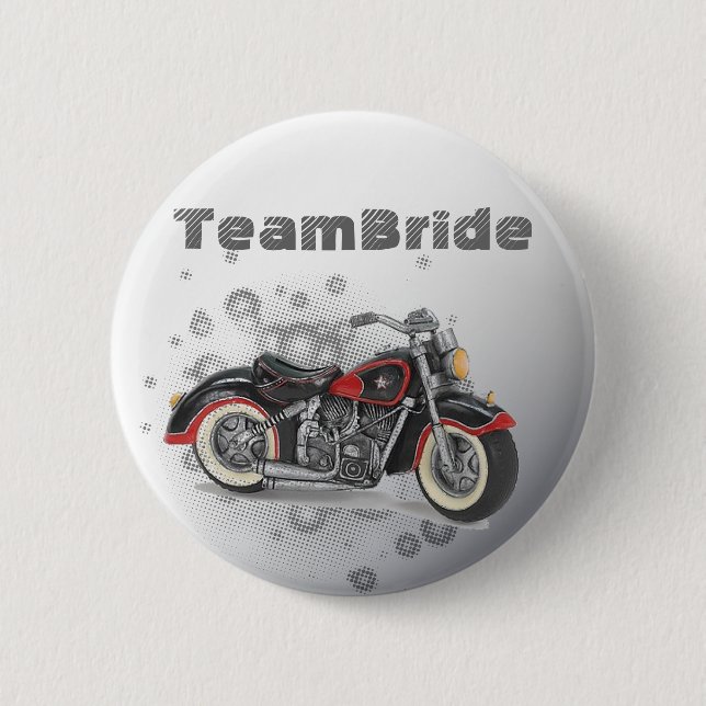Rustic grunge Motorcyle Biker Wedding Pinback Button (Front)