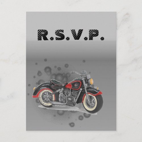 Rustic grunge Motorcyle Biker Wedding rsvp Invitation Postcard