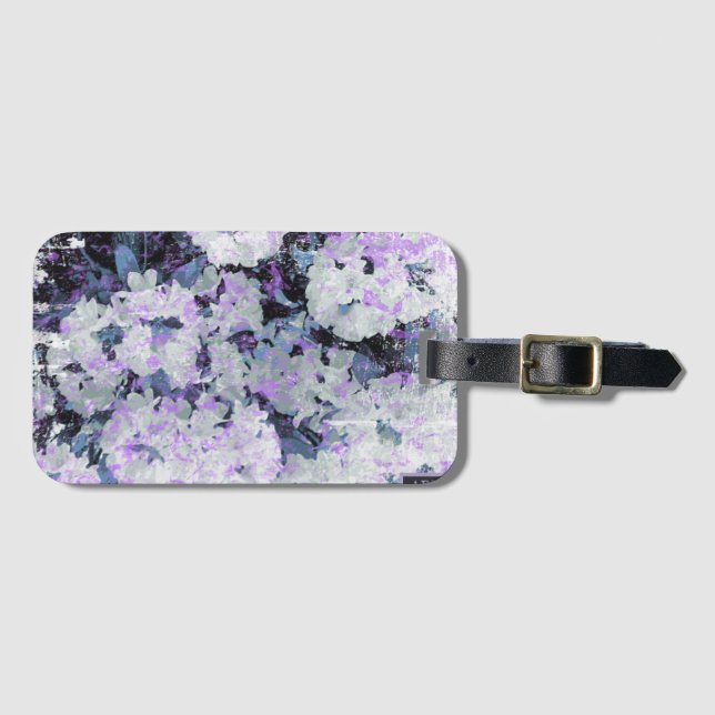 *~* Rustic Grunge Rhododendron Flowers White Blush Luggage Tag (Front Horizontal)