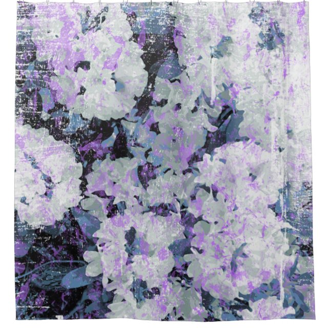*~* Rustic Grunge Rhododendron Flowers White Blush Shower Curtain (Front)