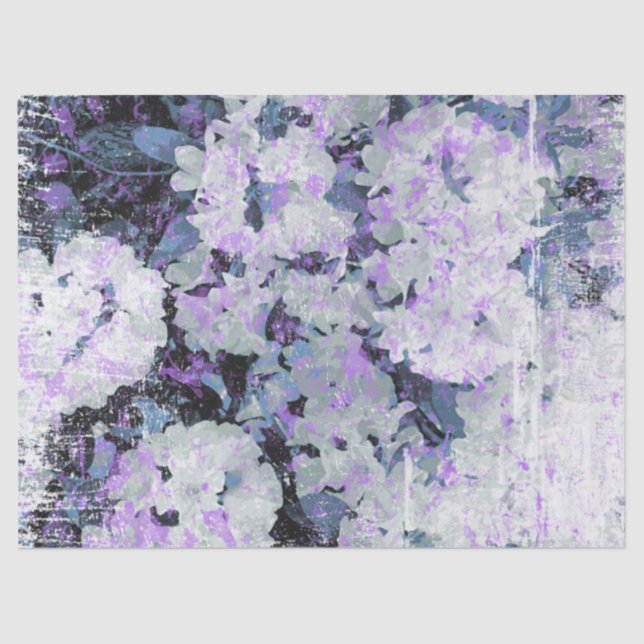 *~* Rustic Grunge Rhododendron Flowers White Blush Tissue Paper (Front)