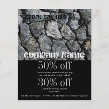 Rustic Grunge Stone Contractor Construction Flyer by heresmIcard at Zazzle