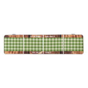 Rustic Grunge Wood Green Plaid Custom BBQ Party Beer Pong Table