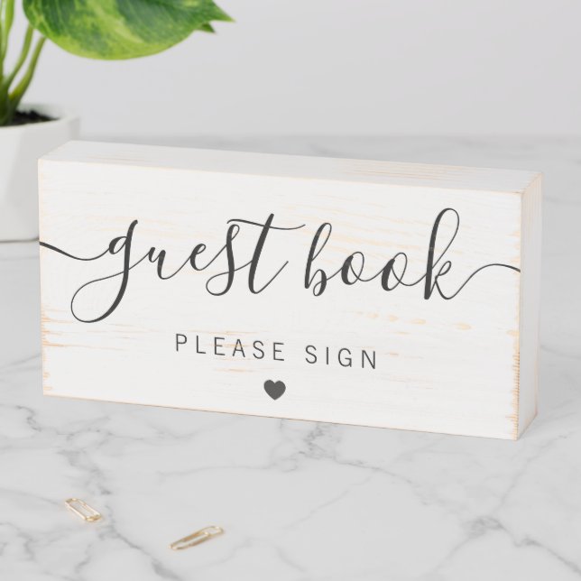 Rustic Guest Book Sign for Wedding, Wood Box (In Situ Horizontal)