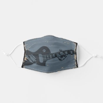 Rustic Guitar Blue/black Adult Cloth Face Mask by GroovyFinds at Zazzle