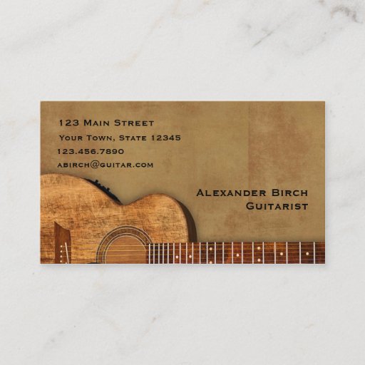 Customizable Rustic Guitar Business Card Template