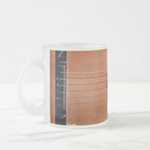 Rustic guitar frosted glass coffee mug