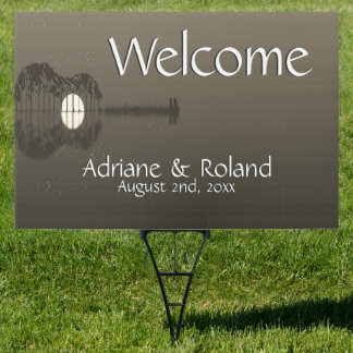 Rustic Guitar Cove Wedding Welcome Sign