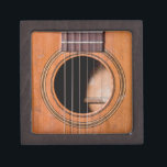 Rustic guitar keepsake box<br><div class="desc">Detail guitar photo of strings and sound hole on a worn acoustic guitar.</div>