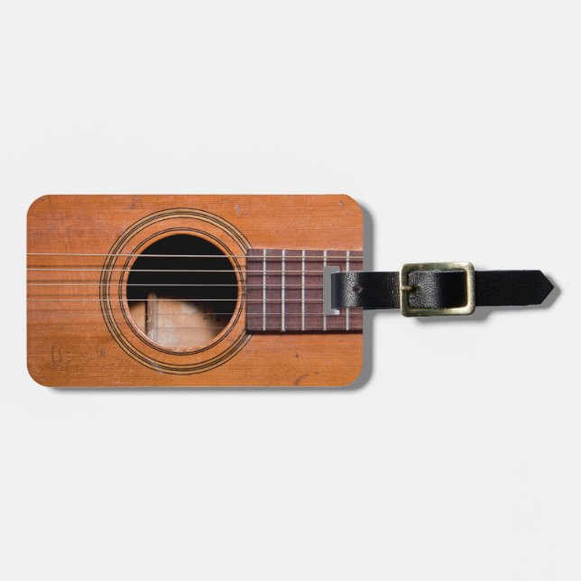 Rustic guitar luggage tag (Front Horizontal)