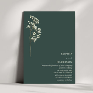 Rustic Gypsophila Emerald Fall Wedding 2 Invitation