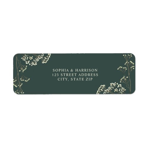 Rustic Gypsophila Emerald Green Wedding Label