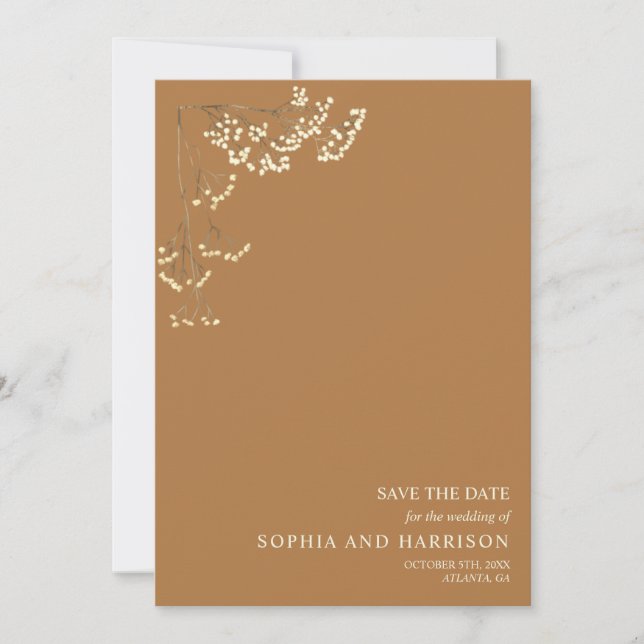 Rustic Gypsophila Goldenrod Wedding Save The Date (Front)