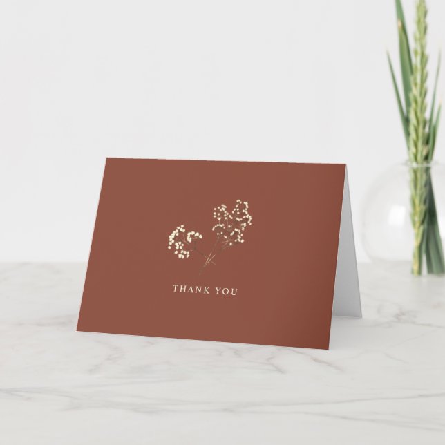 Rustic Gypsophila Terracotta Wedding Thank You (Front)