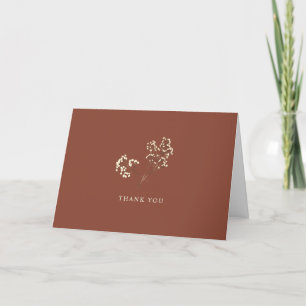 Rustic Gypsophila Terracotta Wedding Thank You Card