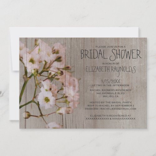 Rustic Gypsophilia Bridal Shower Invitations