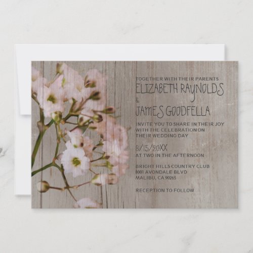 Rustic Gypsophilia Wedding Invitations