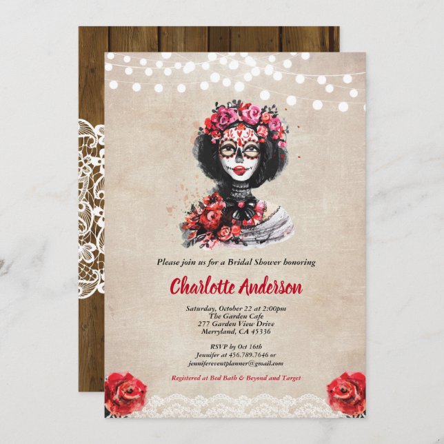 Rustic Halloween bridal shower invitation (Front/Back)