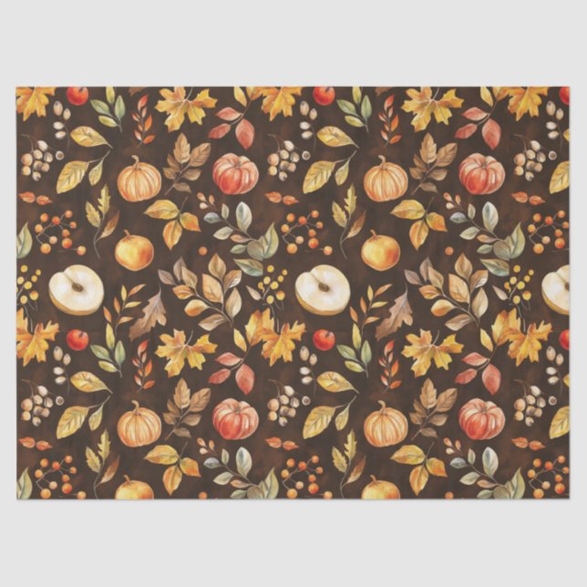 Rustic Halloween Fall Leaves Pumpkin Tissue Paper (Front)