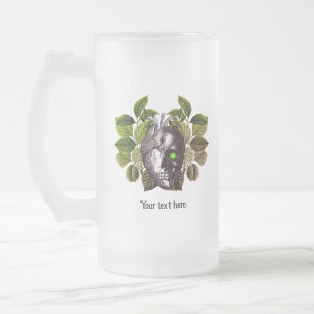Rustic Halloween Gothic Witchwood Frosted Glass Beer Mug (Left)