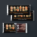 Rustic Halloween Pumpkin Kids Hershey Bar Favors<br><div class="desc">Personalized halloween Hershey bars featuring a black background that can be changed to any color, scattered stars, creepy rustic watercolor pumpkin children, the saying "the happiest of halloweens", the name of who it's from, and a fun nutritional section on the back. NOTE: The back appears upside down on the preview,...</div>