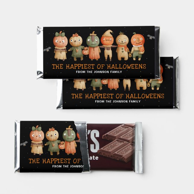 Rustic Halloween Pumpkin Kids Hershey Bar Favors (Front)