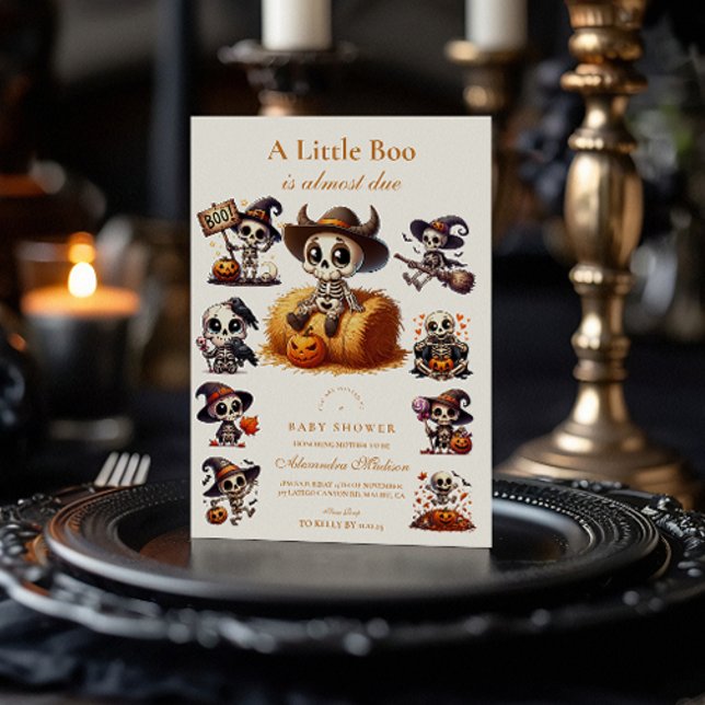 Rustic Halloween Skeleton Baby Shower Invitation (Creator Uploaded)