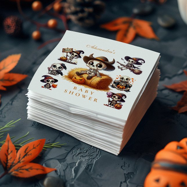 Rustic Halloween Skeleton Baby Shower Napkins (Creator Uploaded)