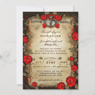 Rustic Halloween Wedding - Reception Info on Back Invitation