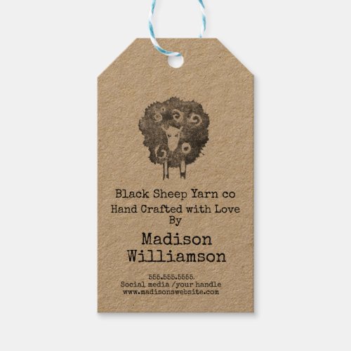 Rustic Hand Crafted  with Love  Sheep Print Gift Tags