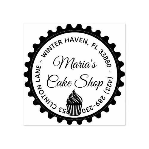 Rustic Hand Draw Cake Shop Return Address Rubber Stamp