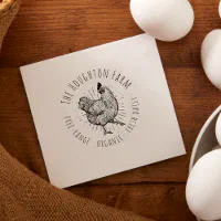 Personalized Vintage Hand-drawn Chicken Egg Rubber Stamp