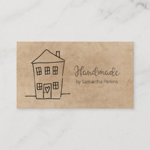 Rustic Hand Drawn Handmade Kraft Paper Business Card