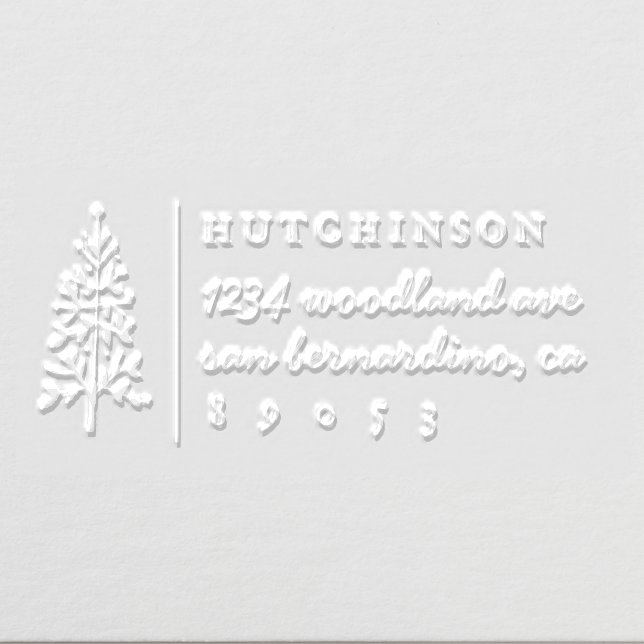 Rustic Hand-drawn Pine Tree Family Return Address Embosser (Design)