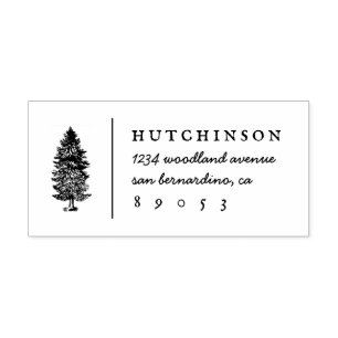 Rustic Hand-drawn Pine Tree Family Return Address Rubber Stamp