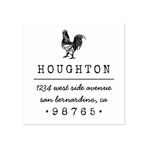 Rustic Hand_drawn Rooster Return Address Rubber Stamp