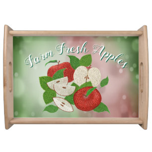 Rustic Hand Drawn Stippled Apple Serving Tray